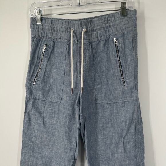 Athleta Cabo Linen Joggers Blue Drawstring High Rise - Picture 3 of 9
